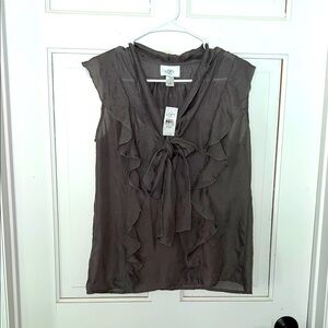LOFT Women's Gray Ruffle Top